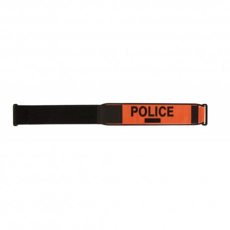 Brassard fluorescent et rétro-réfléchissant POLICE avec porte-matricule