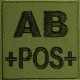 Groupe sanguin AB positif brodé sur tissu vert OD